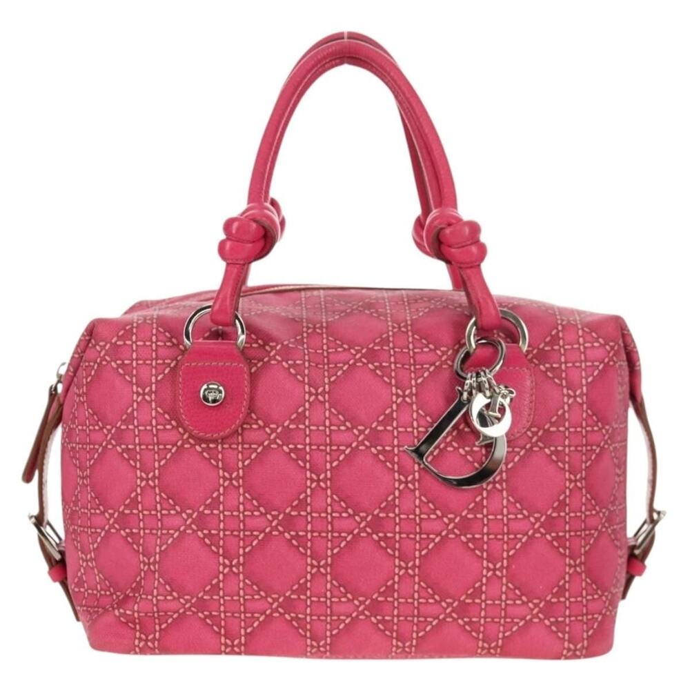 Dior Cannage Coated Canvas Handbag Pink
